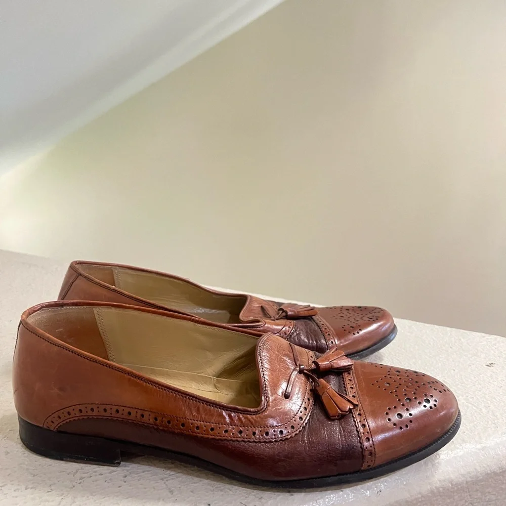Mezlan Men’s Size 9 Brown Leather Barcelona Tassle Loafer Dress Shoes Classic